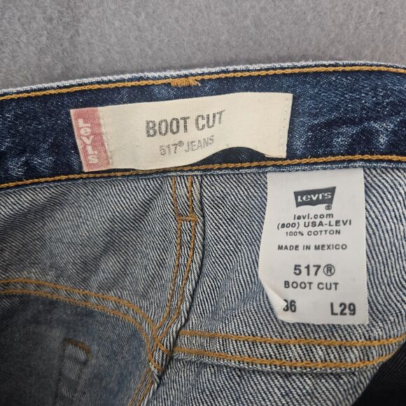 VTG Levi's 517 Bootcut 36X29 Faded Thighs Zip Fly Distressed Hems Mexico - Picture 2 of 12